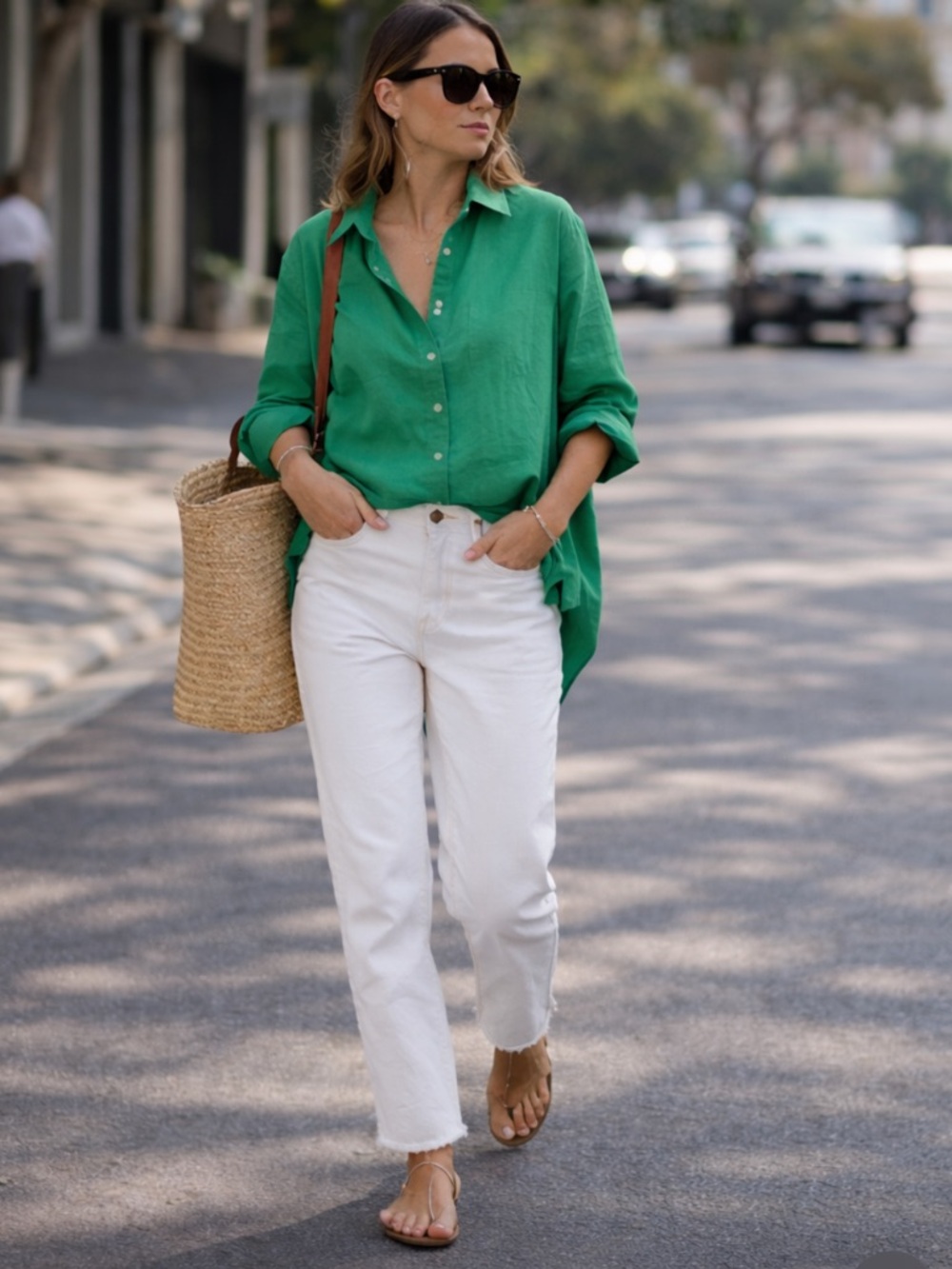 LINEN Green Relaxed Shirt Sz XL /16 Green Button-Front Price Firm!